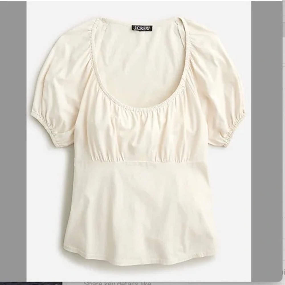 J. Crew Cream Scoop Neck Puff Sleeve Tee